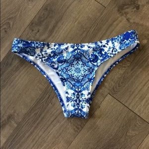 Blue and white swimsuit bottoms